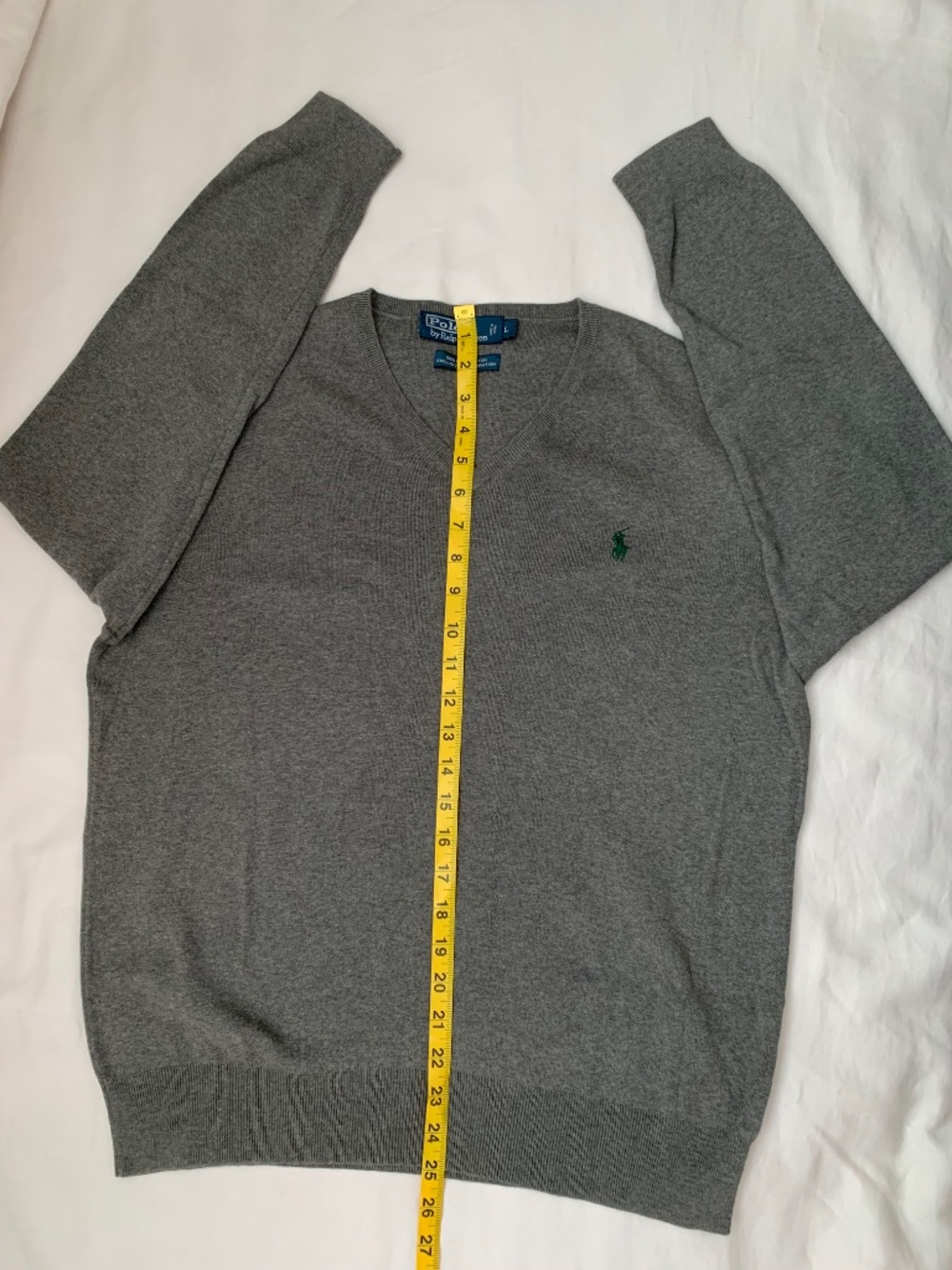 Polo by Ralph Lauren 100% Pima cotton Men's Gray V-Neck Sweater - Picture 5 of 8